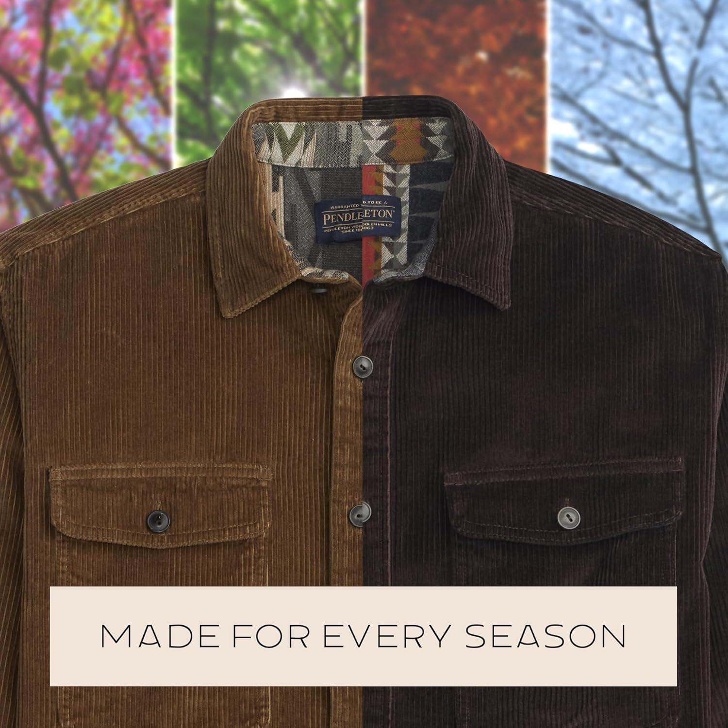 image:imagePendleton Belmont Corduroy Shirt for Men 100 Cotton Long Sleeve with Pockets DoubleSoft Chamois LiningCoffee