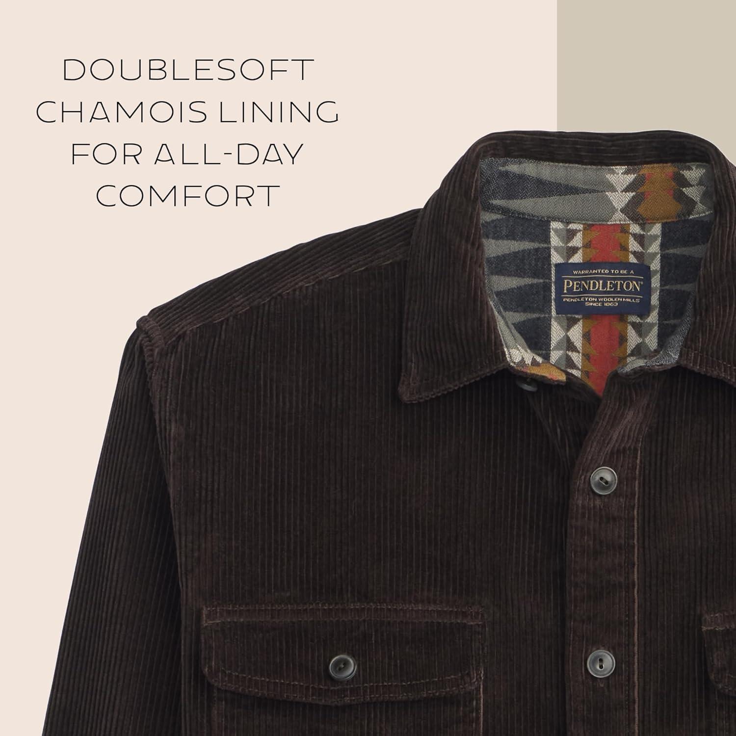 image:imagePendleton Belmont Corduroy Shirt for Men 100 Cotton Long Sleeve with Pockets DoubleSoft Chamois LiningCoffee