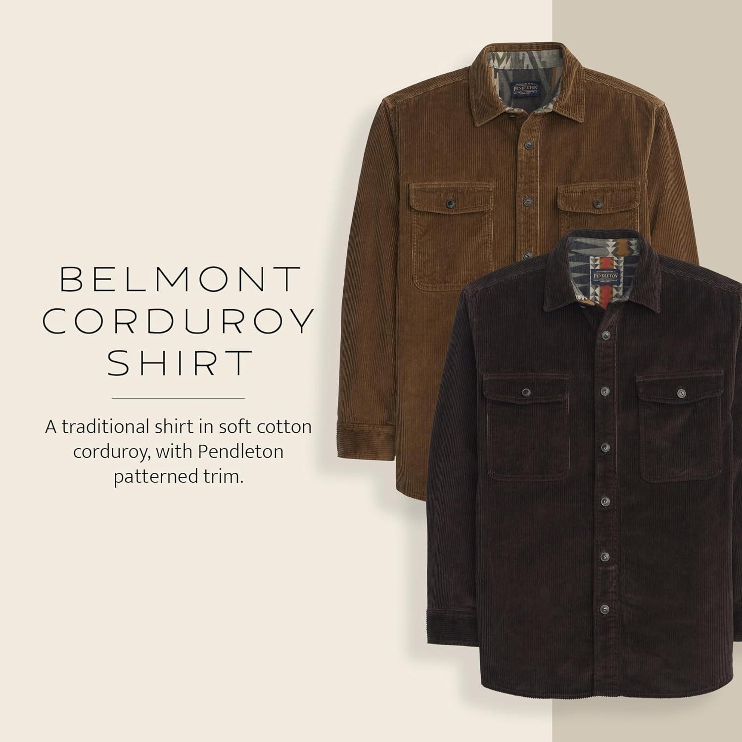 image:imagePendleton Belmont Corduroy Shirt for Men 100 Cotton Long Sleeve with Pockets DoubleSoft Chamois LiningCoffee