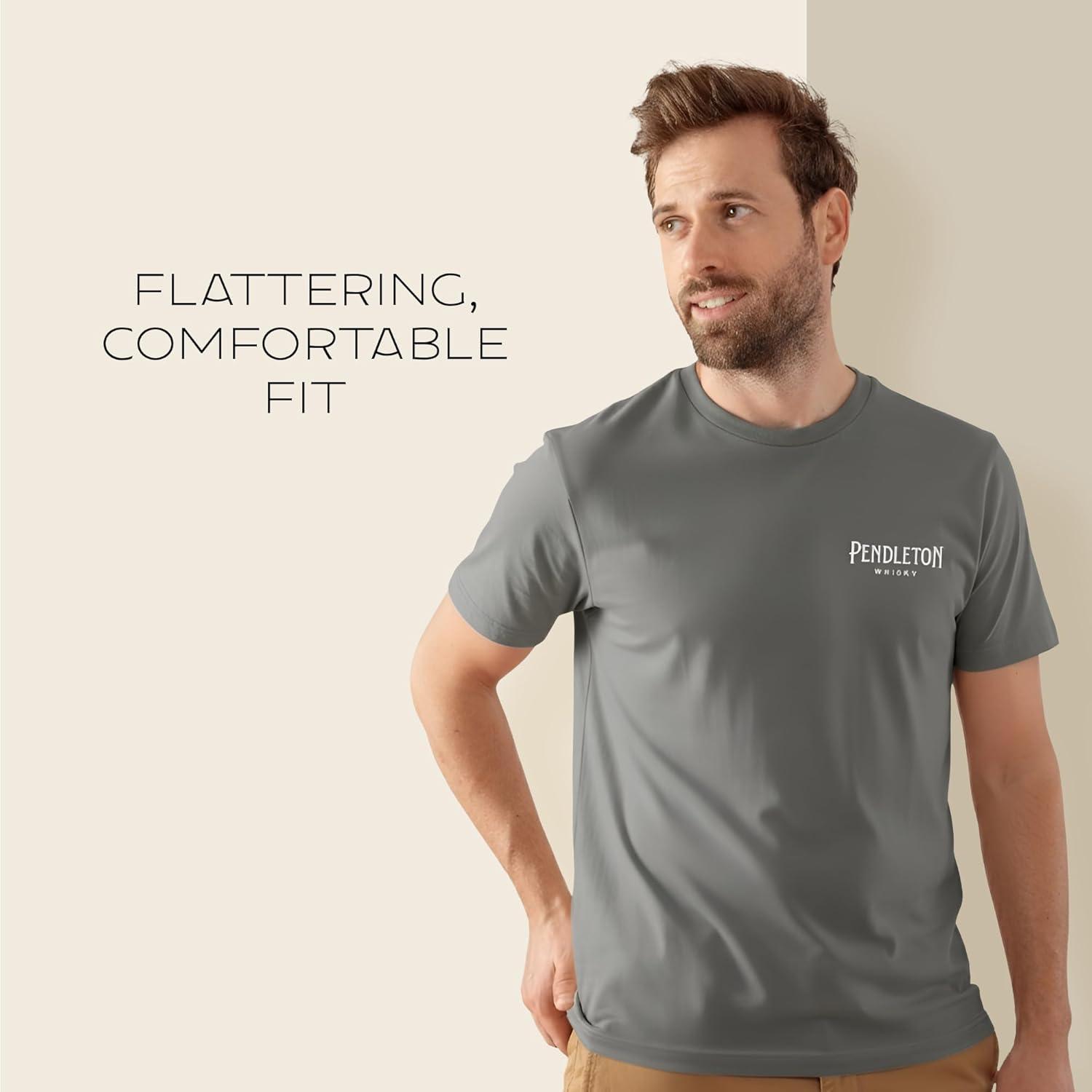 image:imagePendleton Mens Graphic TShirt 100 Cotton Short Sleeve Tee Soft WaterBased Print Casual Shirt Crew NeckAsphaltIvory
