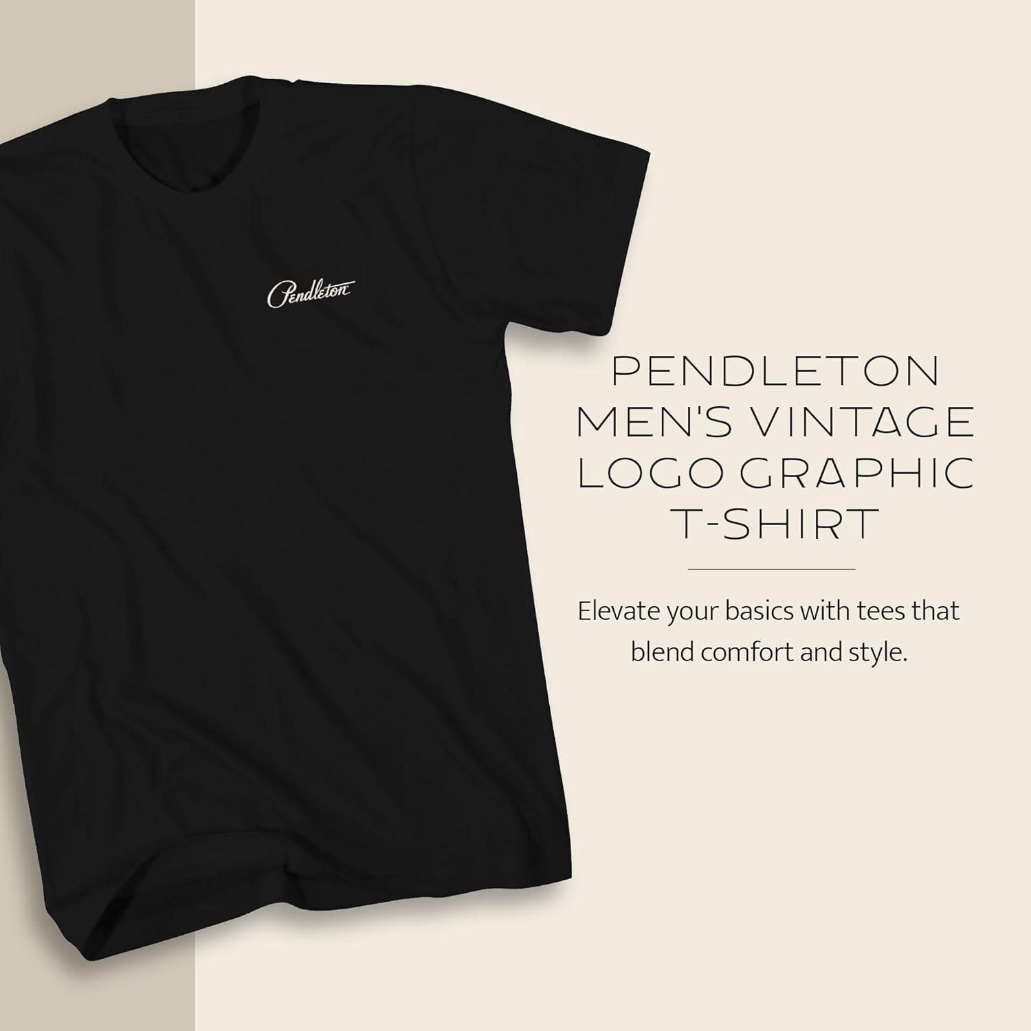 image:imagePendleton Mens Graphic TShirt 100 Cotton Short Sleeve Tee Soft WaterBased Print Casual Shirt Crew NeckBlackMulti Western Logo