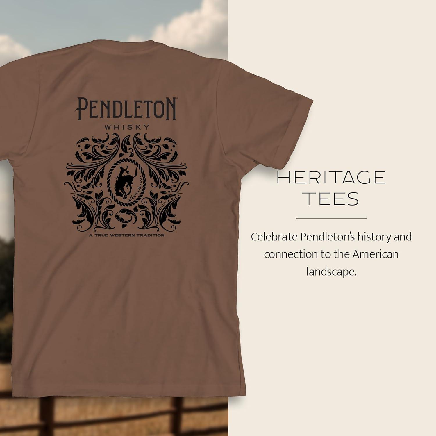 image:imagePendleton Mens Graphic TShirt 100 Cotton Short Sleeve Tee Soft WaterBased Print Casual Shirt Crew NeckBrownBlack Pendleton Whisky