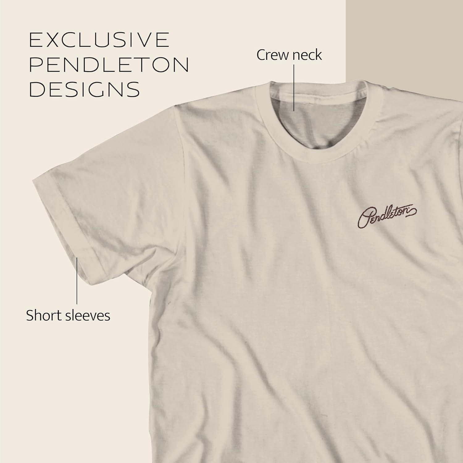 image:imagePendleton Mens Graphic TShirt 100 Cotton Short Sleeve Tee Soft WaterBased Print Casual Shirt Crew NeckDustBrown Ranch Rodeo
