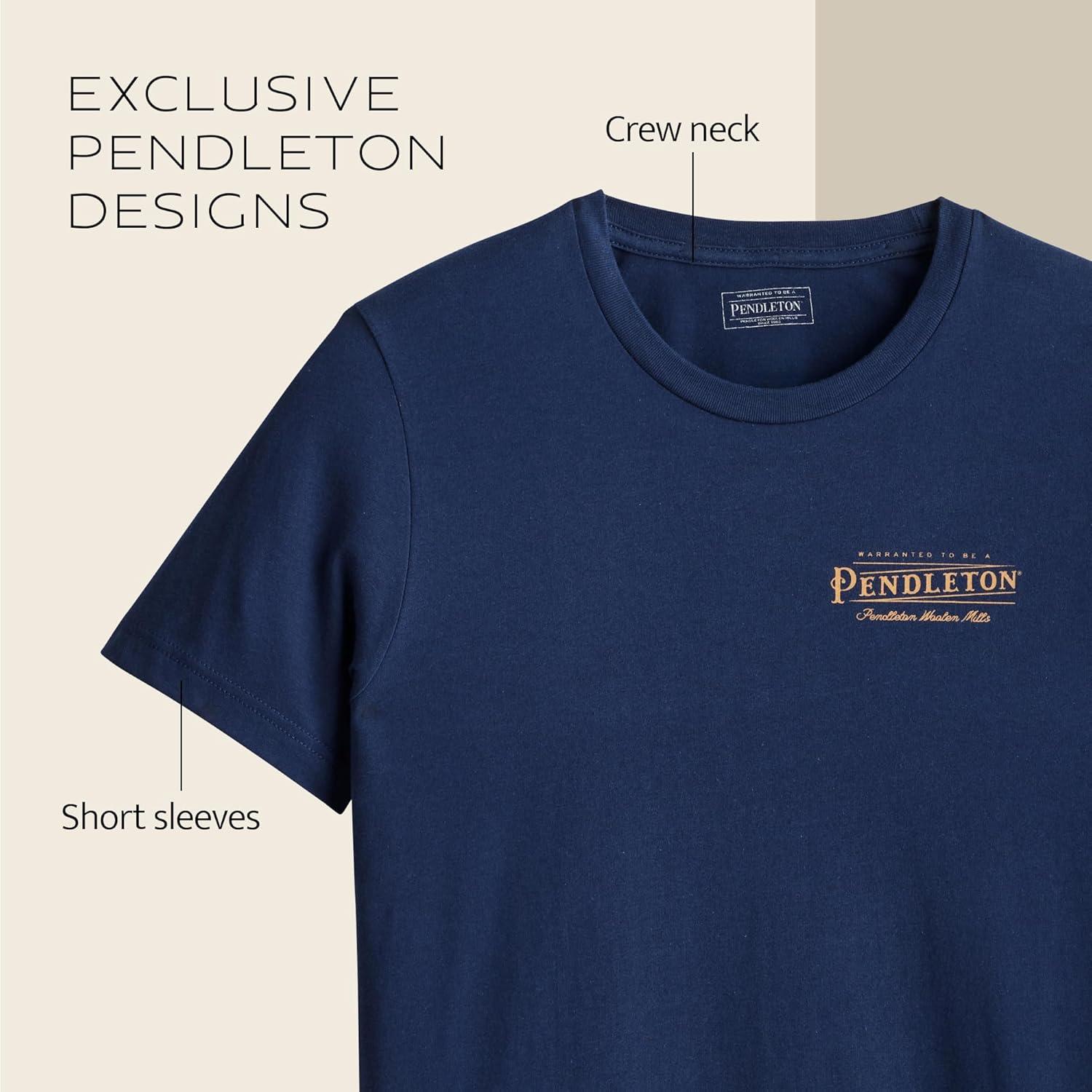 image:imagePendleton Mens Graphic TShirt 100 Cotton Short Sleeve Tee Soft WaterBased Print Casual Shirt Crew NeckNavy Gold