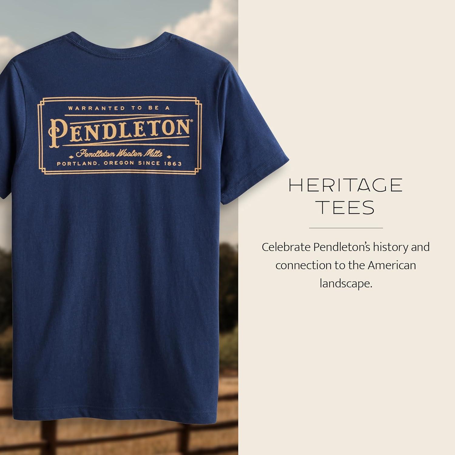 image:imagePendleton Mens Graphic TShirt 100 Cotton Short Sleeve Tee Soft WaterBased Print Casual Shirt Crew NeckNavy Gold