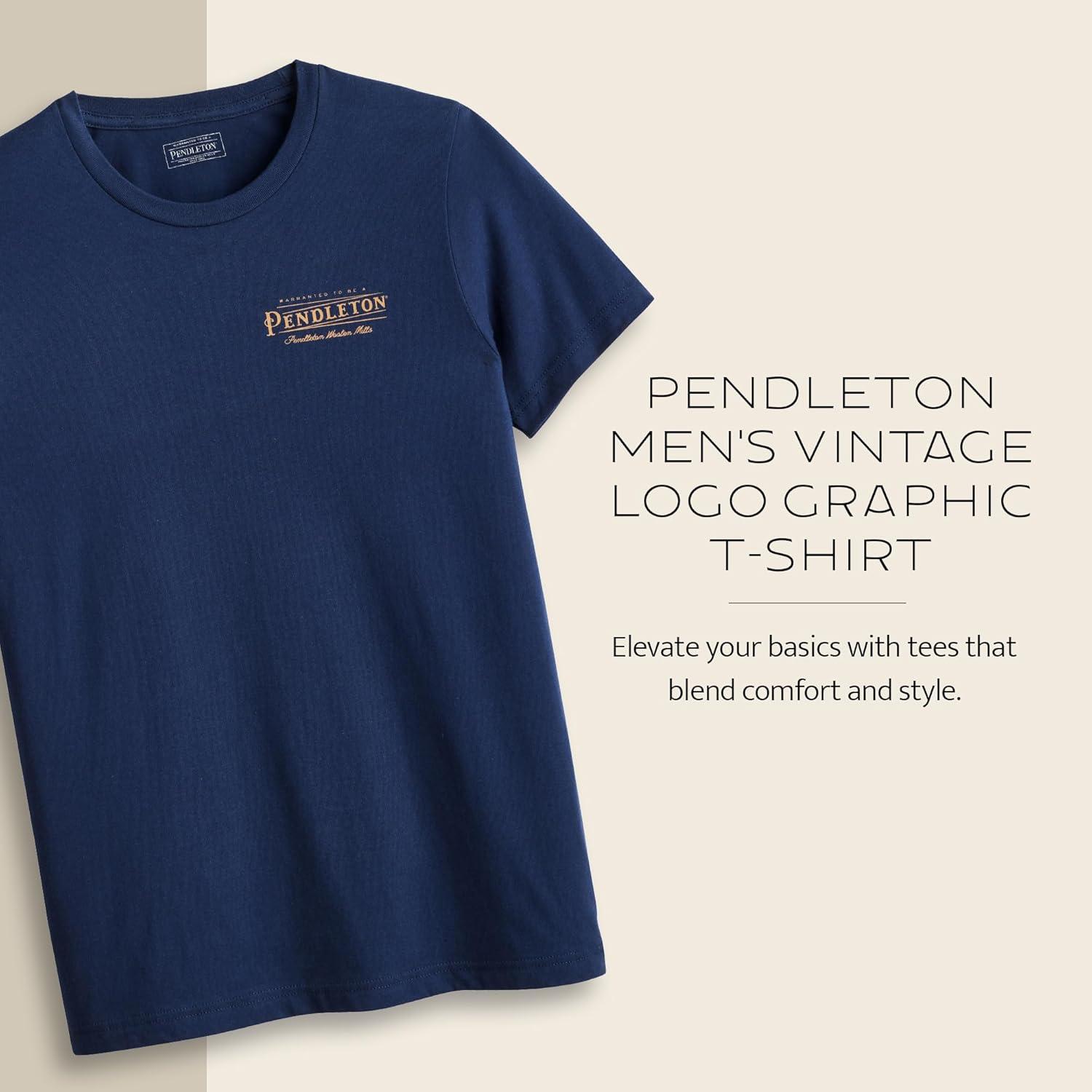image:imagePendleton Mens Graphic TShirt 100 Cotton Short Sleeve Tee Soft WaterBased Print Casual Shirt Crew NeckNavy Gold