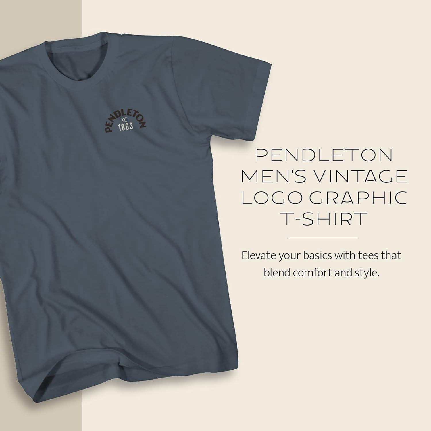 image:imagePendleton Mens Graphic TShirt 100 Cotton Short Sleeve Tee Soft WaterBased Print Casual Shirt Crew NeckNavyWhite Wild West Vintage