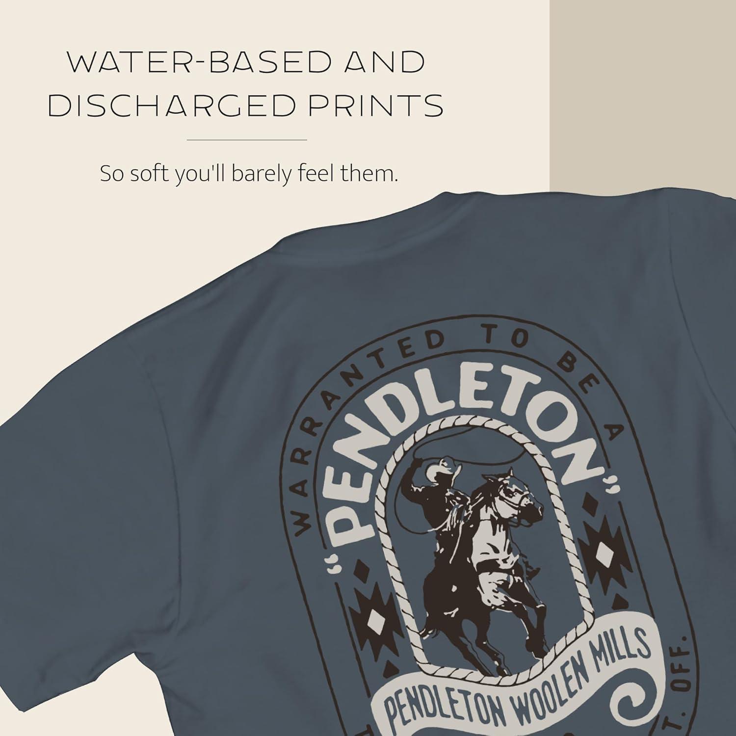 image:imagePendleton Mens Graphic TShirt 100 Cotton Short Sleeve Tee Soft WaterBased Print Casual Shirt Crew NeckNavyWhite Wild West Vintage