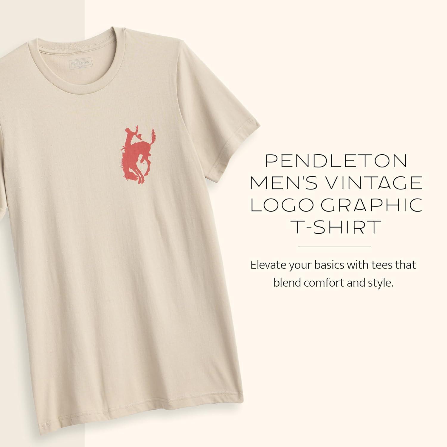 image:imagePendleton Mens Graphic TShirt 100 Cotton Short Sleeve Tee Soft WaterBased Print Casual Shirt Crew NeckTanRed