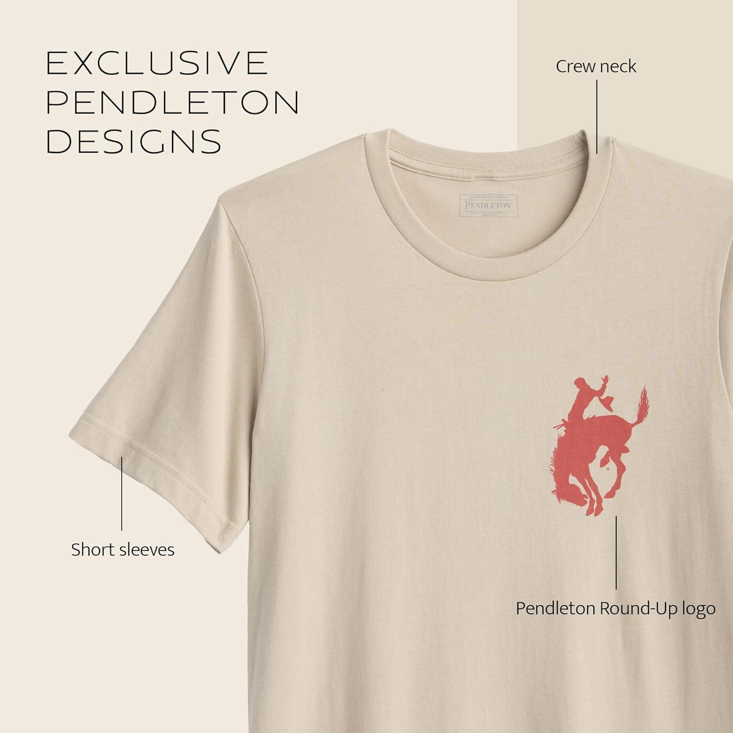 image:imagePendleton Mens Graphic TShirt 100 Cotton Short Sleeve Tee Soft WaterBased Print Casual Shirt Crew NeckTanRed