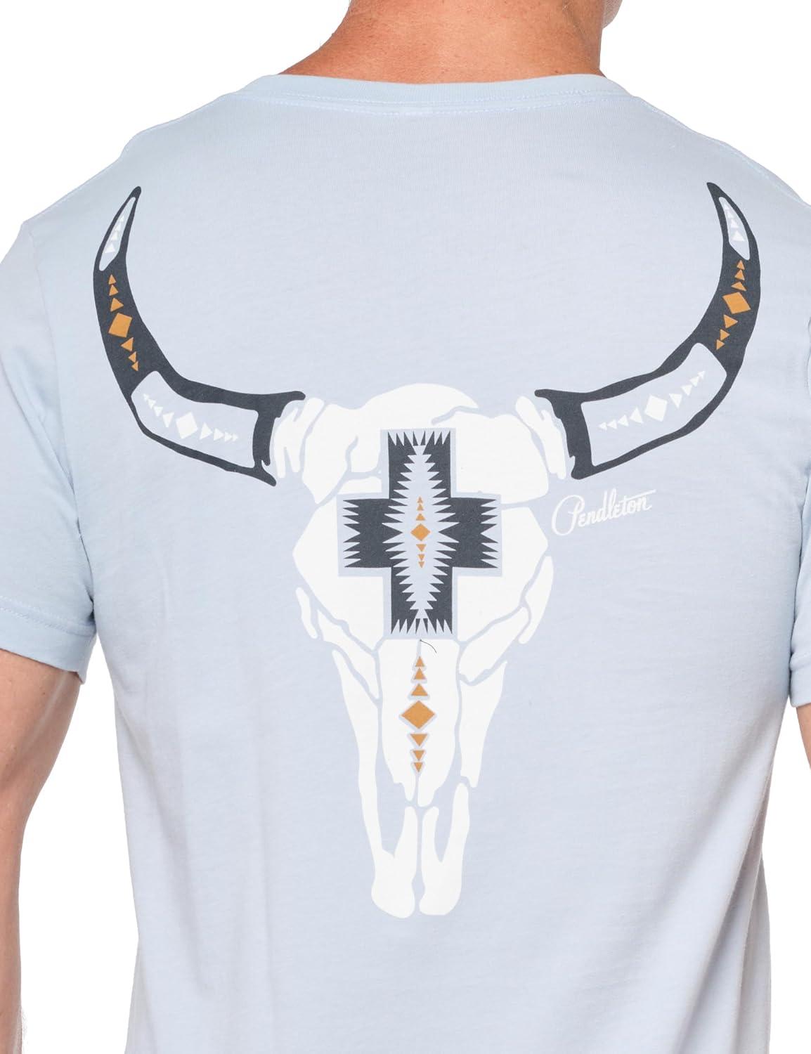 image:imagePendleton Mens Harding Skull Graphic TShirtLight Blue White