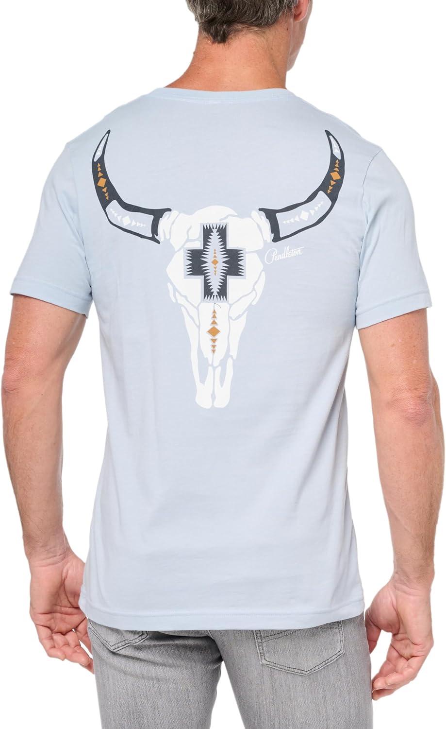 image:imagePendleton Mens Harding Skull Graphic TShirtLight Blue White