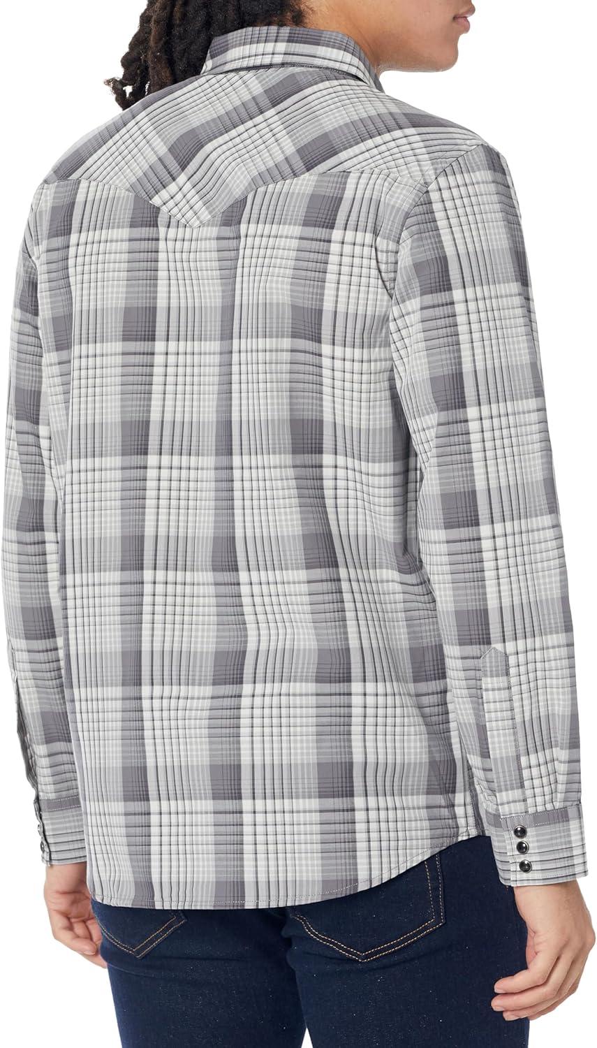 image:imagePendleton Mens Long Sleeve Snap Front Frontier ShirtButton Down ShirtGreyCharcoalWhite Plaid