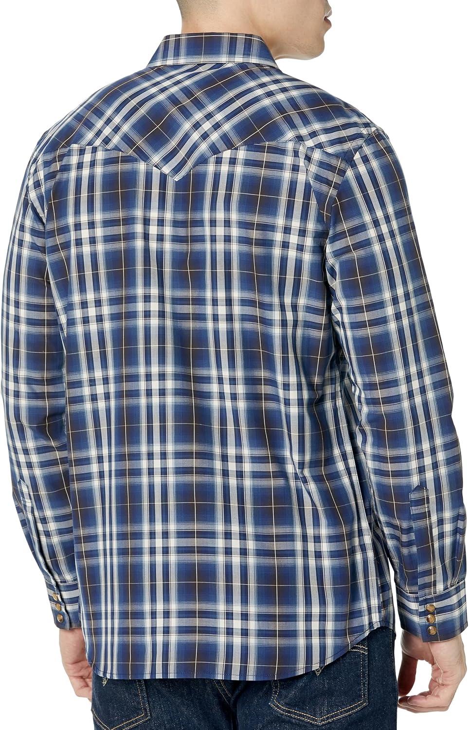 image:imagePendleton Mens Long Sleeve Snap Front Frontier ShirtButton Down ShirtNavyBlueWhite Plaid