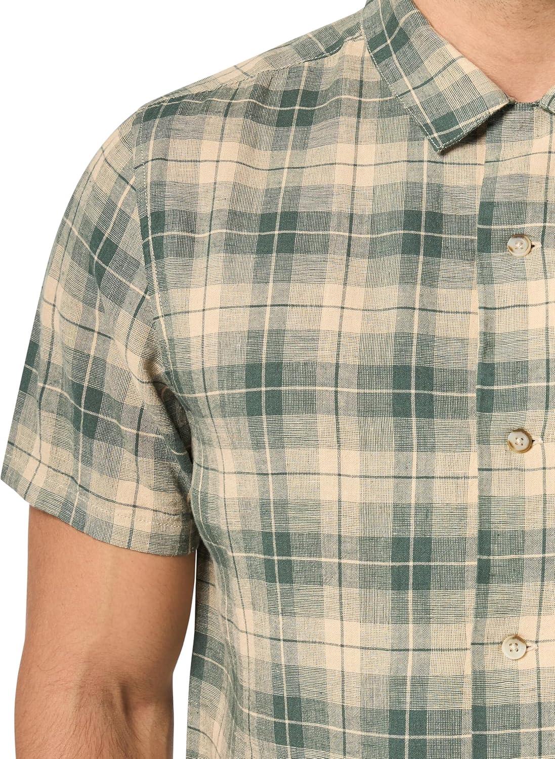 image:imagePendleton Mens Short Sleeve Linen Camp ShirtGreenKhaki Plaid