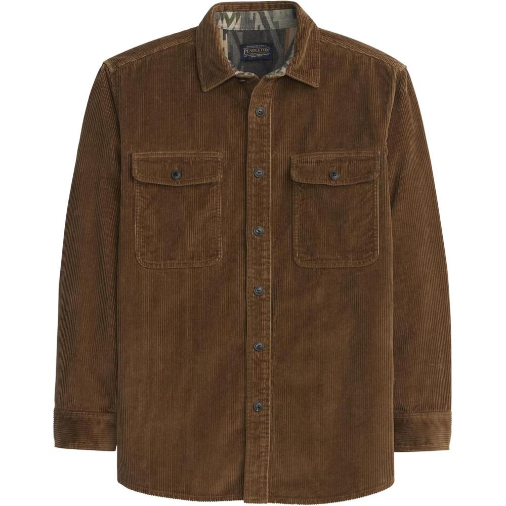 image:imagePendleton Belmont Corduroy Shirt for Men 100 Cotton Long Sleeve with Pockets DoubleSoft Chamois LiningCoffee