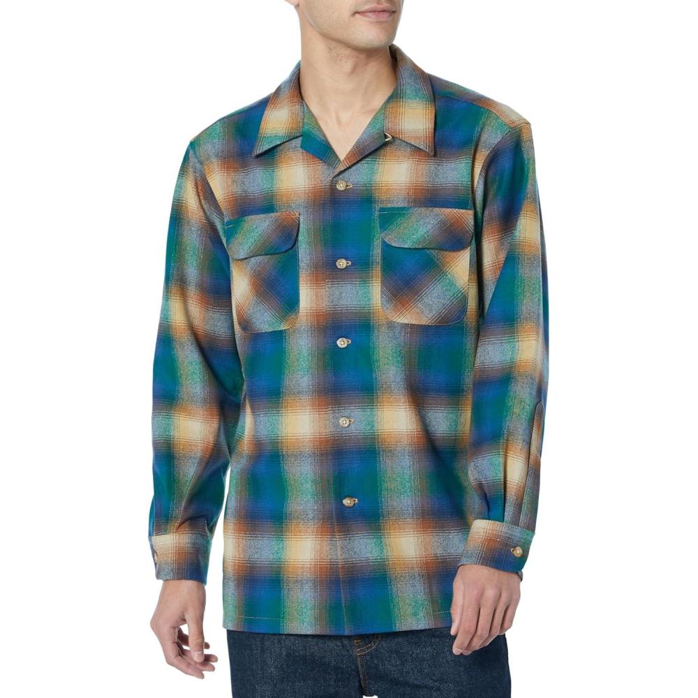 image:imagePendleton Mens Long Sleeve Board ShirtBlueBrown Multi Ombre