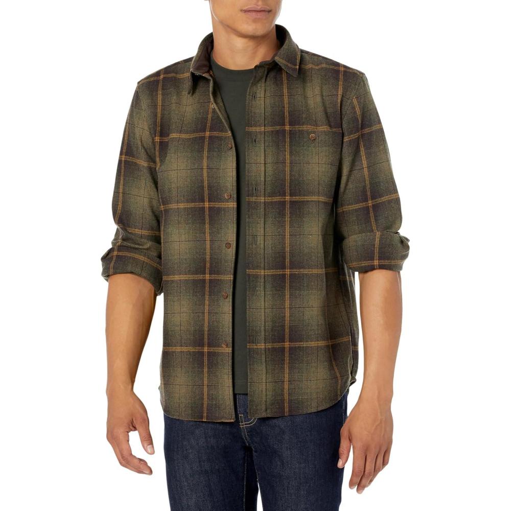 image:imagePendleton Mens Long Sleeve Classicfit Trail ShirtGreenBrown Ombre