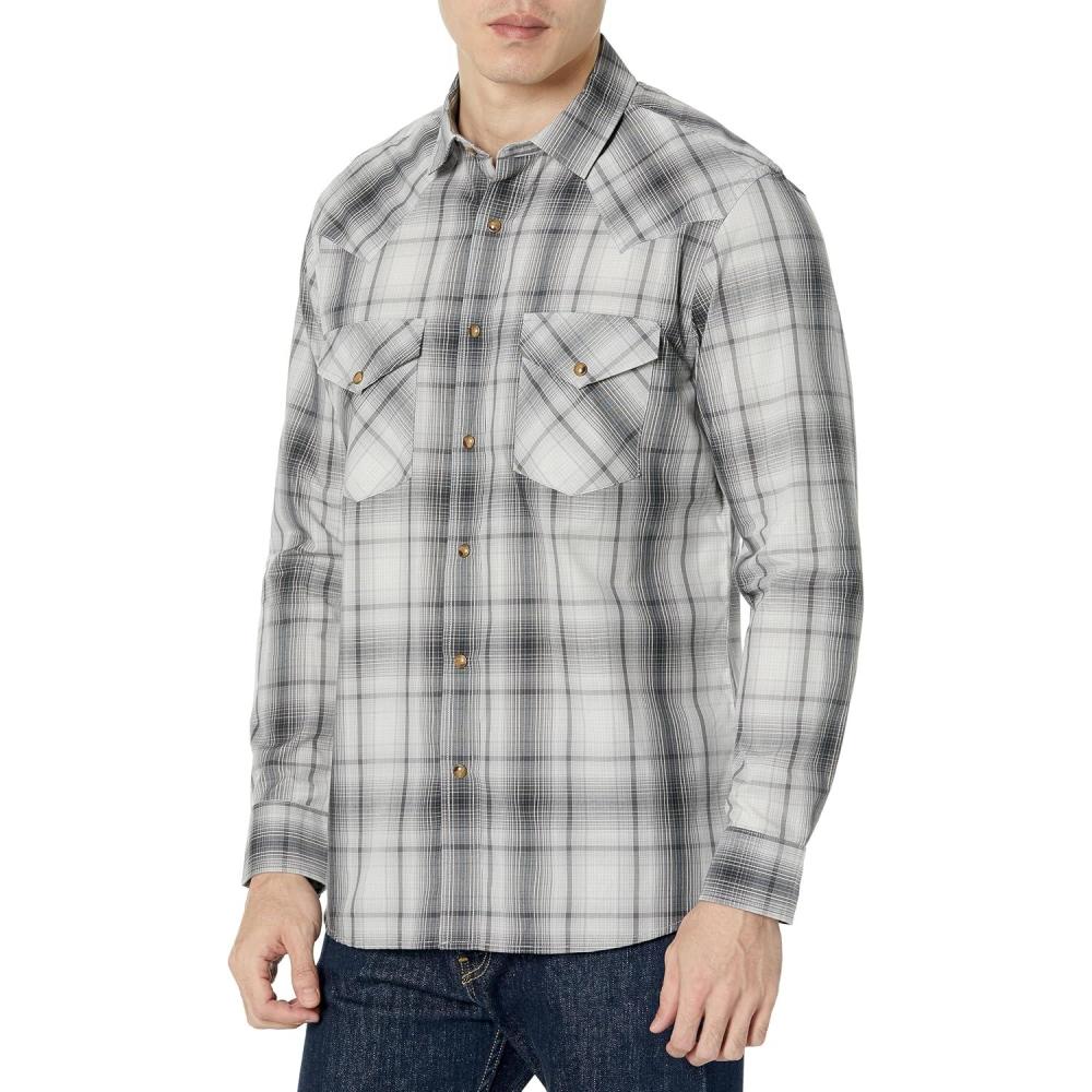 image:imagePendleton Mens Long Sleeve Snap Front Frontier ShirtButton Down ShirtGrey Plaid