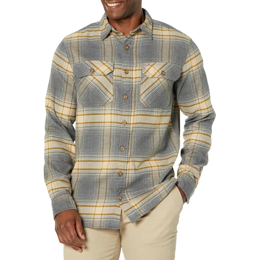 image:imagePendleton Mens Long Sleeve Tall Super Soft Burnside Flannel ShirtTanOxfordOlive Plaid