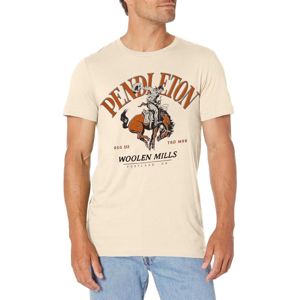 image:imagePendleton Mens Short Sleeve Bucking Horse Graphic TShirtNaturalRust