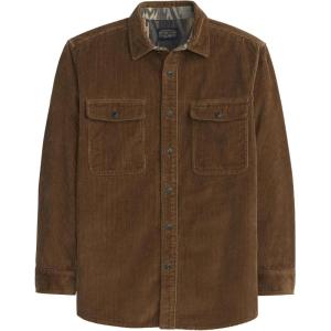 Pendleton Belmont Corduroy Shirt for Men, 100% Cotton Long Sleeve with Pockets DoubleSoft Chamois Lining(Coffee)