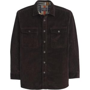 Pendleton Belmont Corduroy Shirt for Men, 100% Cotton Long Sleeve with Pockets DoubleSoft Chamois Lining(Dark Brown)