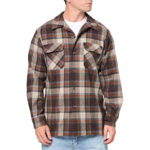 Pendleton Mens Long Sleeve Board Shirt(Brown/Tan Mix Plaid)