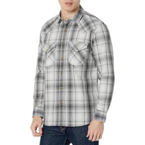 Pendleton Mens Long Sleeve Snap Front Frontier ShirtButton Down Shirt(Grey Plaid)
