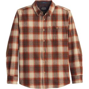 Pendleton Trail Shirt, 100% Wool, Long Sleeve Shirt for Men, Soft, Breathable with Two Pockets and Ultrasuede® Elbow Patches(Rust/White Plaid)