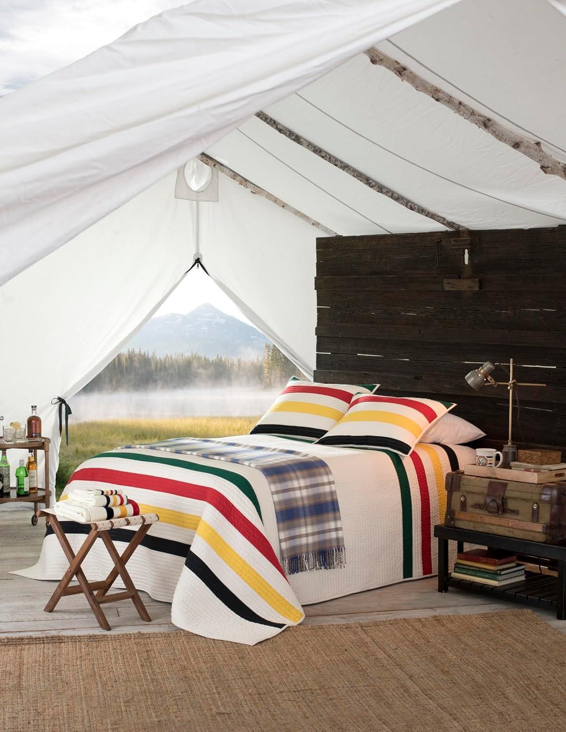 image:imagePendleton King Quilt Set 100 Cotton 3 Piece Quilt Set with Shams Soft Lightweight Bedding for King Size Bed Gray Blue amp Red Patterned Comforter Alternative King Bedding Set Tecopa HillsMulticolor