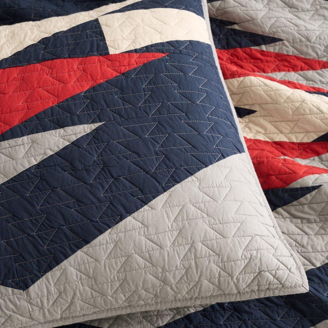 image:imagePendleton King Quilt Set 100 Cotton 3 Piece Quilt Set with Shams Soft Lightweight Bedding for King Size Bed Gray Blue amp Red Patterned Comforter Alternative King Bedding Set Tecopa HillsGrey Blue Red