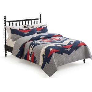 Pendleton King Quilt Set – 100% Cotton 3 Piece Quilt Set with Shams, Soft Lightweight Bedding for King Size Bed, Gray Blue & Red Patterned Comforter Alternative, King Bedding Set (Tecopa Hills)(Grey Blue & Red)