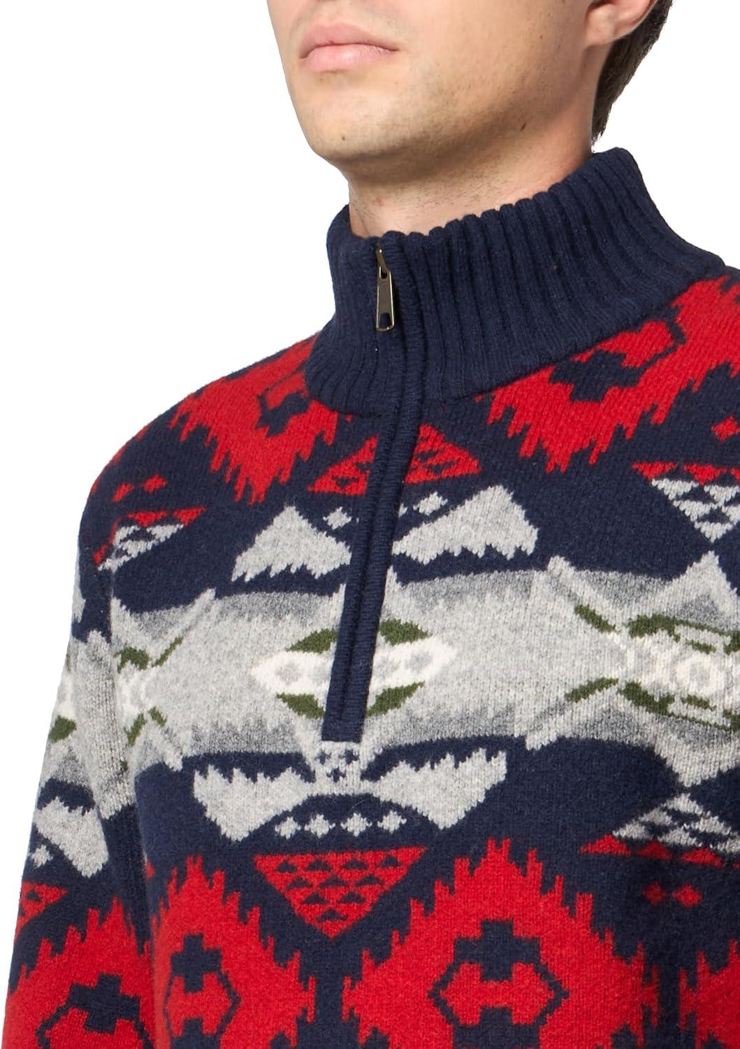 image:imagePendleton Mens Nehalem 14 Zip Wool SweaterNehalem NavyRed