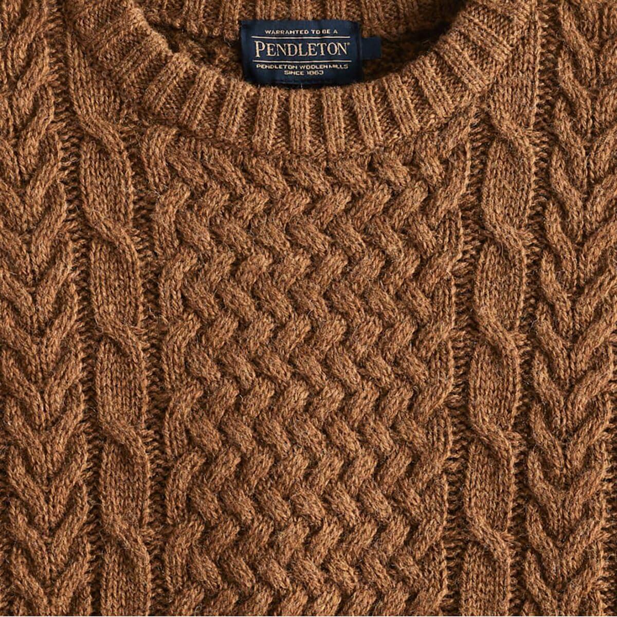 image:imagePendleton Mens Shetland Wool Fisherman SweaterCarmel Heather