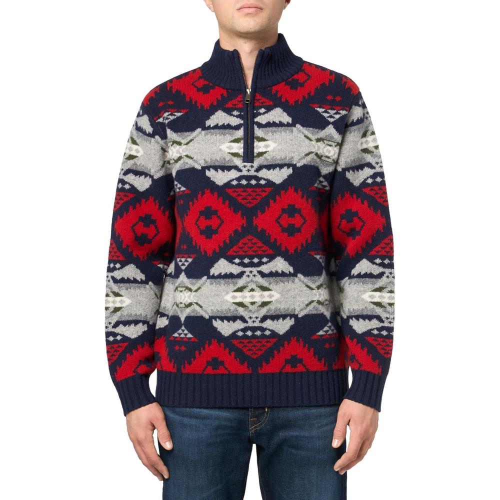image:imagePendleton Mens Nehalem 14 Zip Wool SweaterNehalem NavyRed