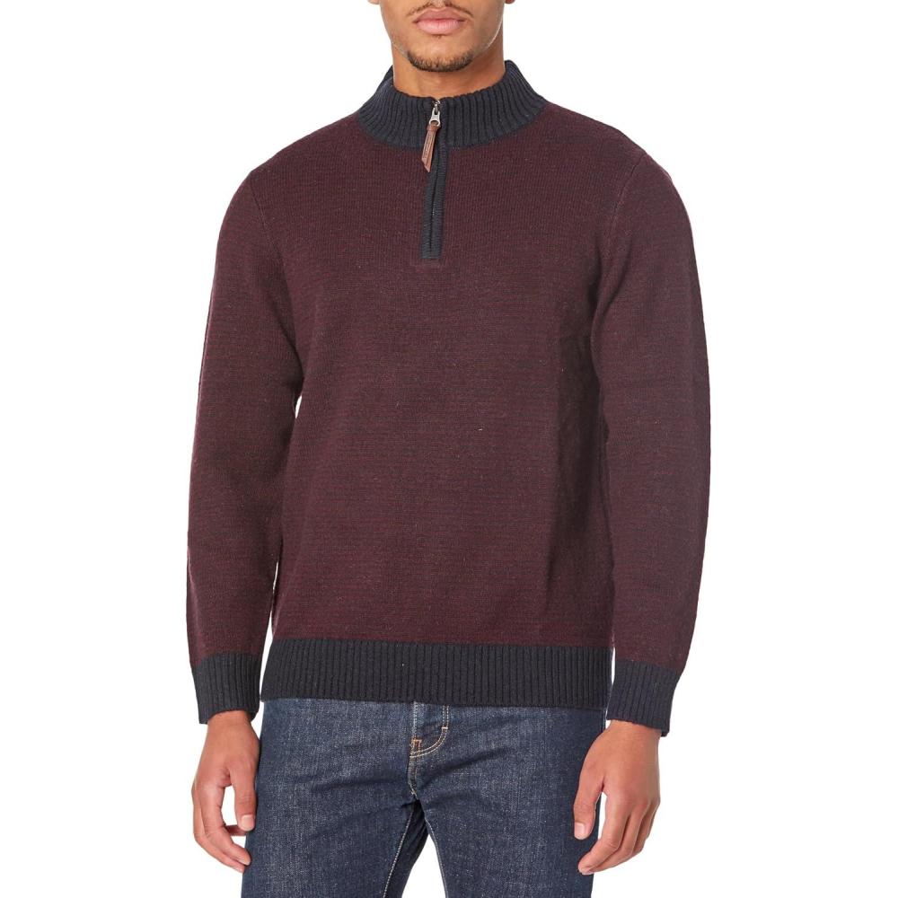 image:imagePendleton Mens Shetland Wool Half Zip SweaterNavyBurgundy