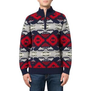Pendleton Men’s Nehalem 1/4 Zip Wool Sweater(Nehalem Navy/Red)