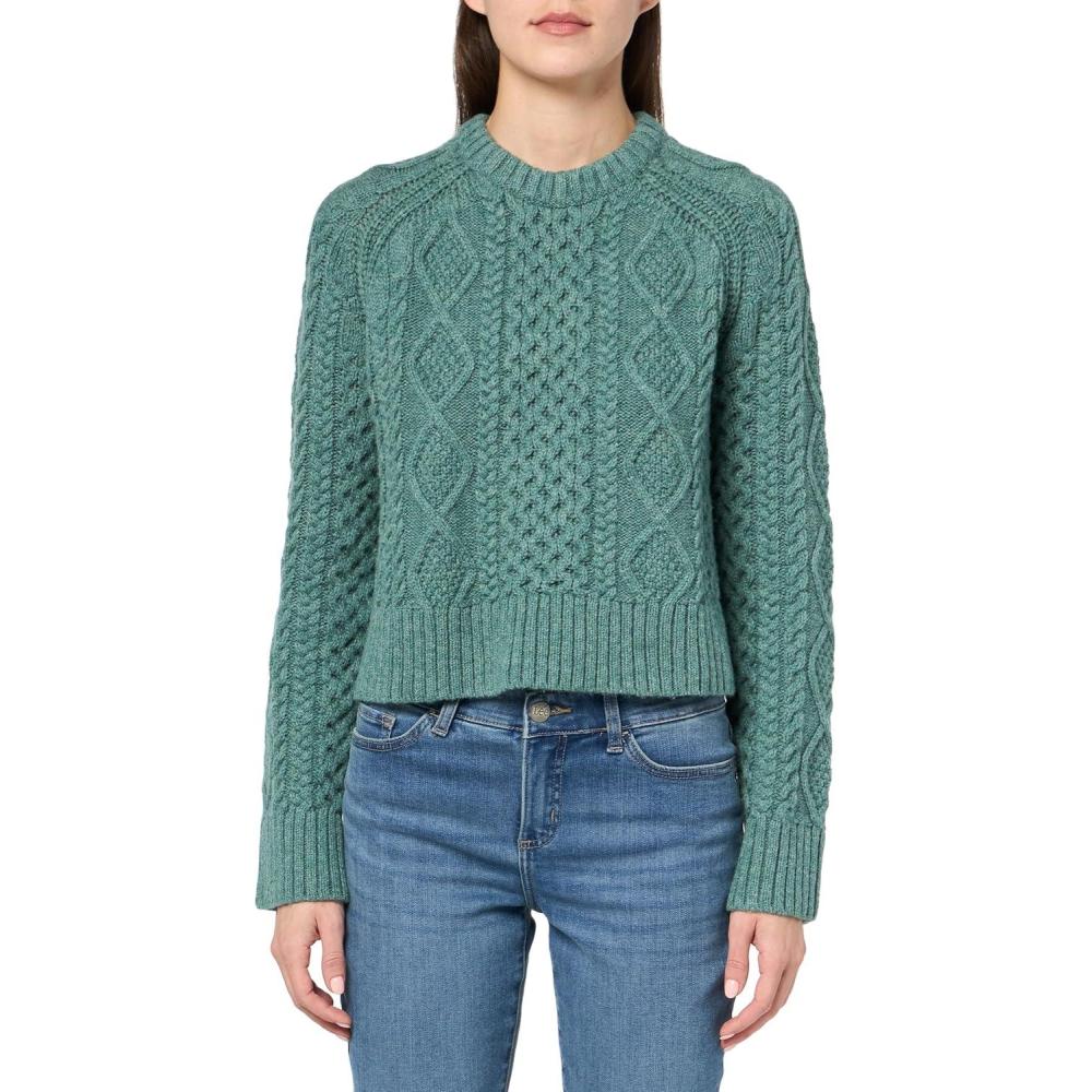 image:imagePendleton Womens Cropped Fisherman SweaterDusty Teal Heather