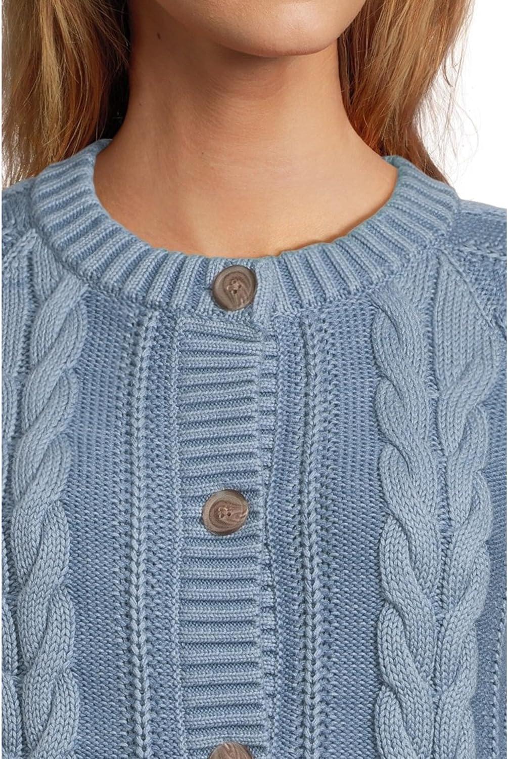image:imagePendleton Womens Cotton Cable Cardigan Sweater 100 Cotton Sweaters for WomenDusty Blue