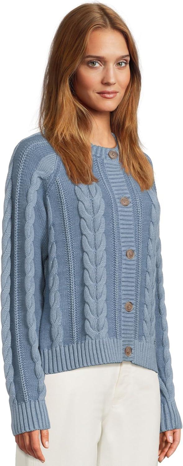 image:imagePendleton Womens Cotton Cable Cardigan Sweater 100 Cotton Sweaters for WomenDusty Blue