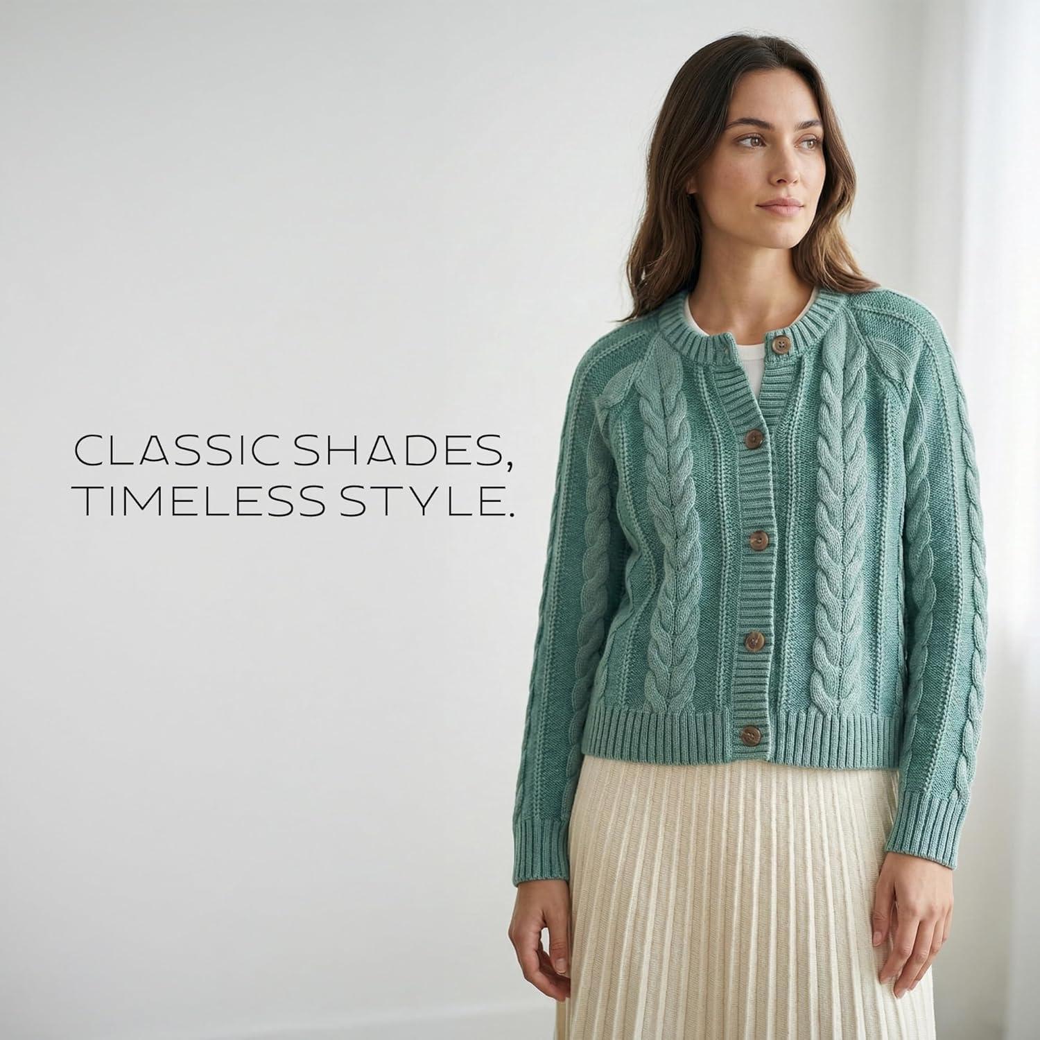 image:imagePendleton Womens Cotton Cable Cardigan Sweater 100 Cotton Sweaters for WomenTeal Blue