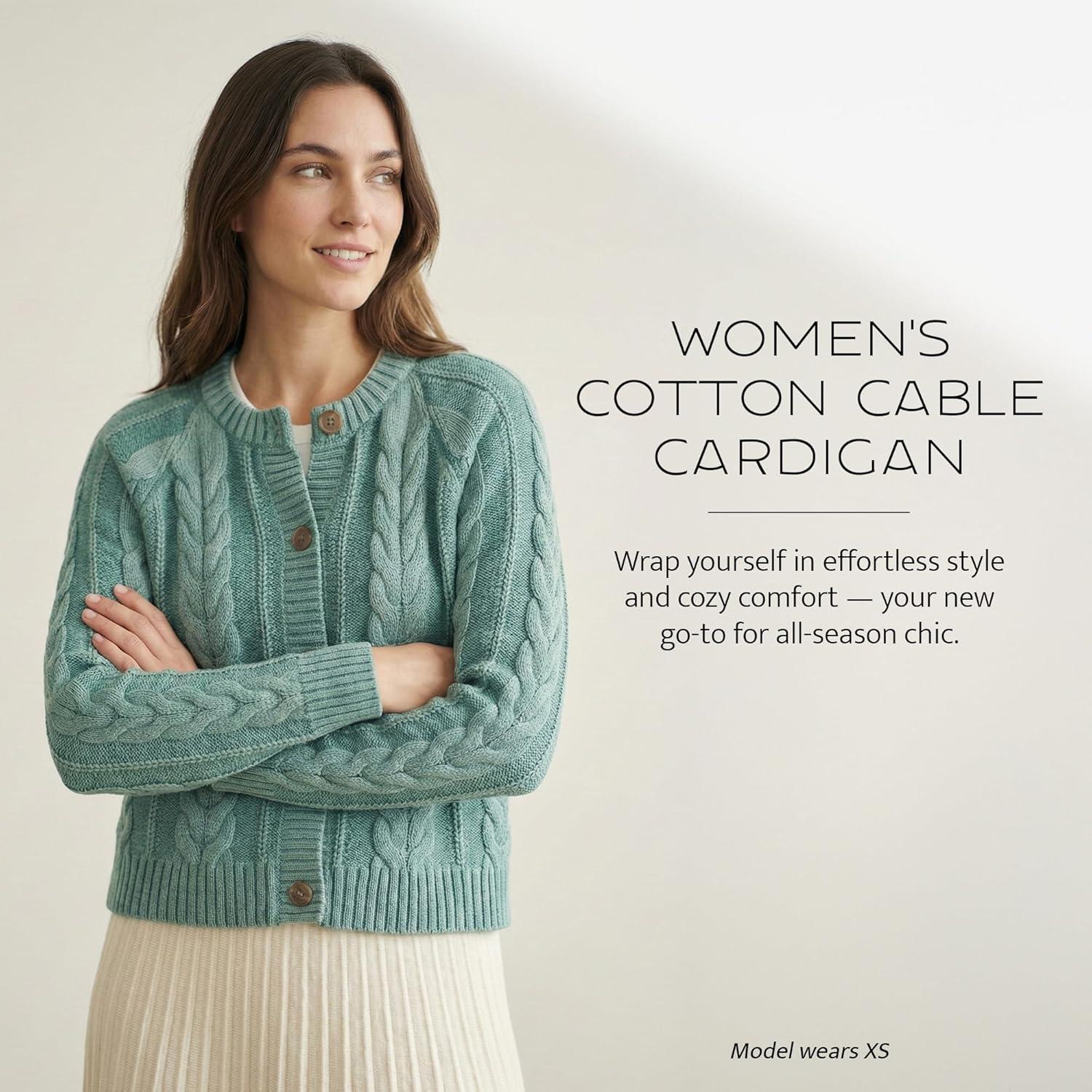 image:imagePendleton Womens Cotton Cable Cardigan Sweater 100 Cotton Sweaters for WomenTeal Blue