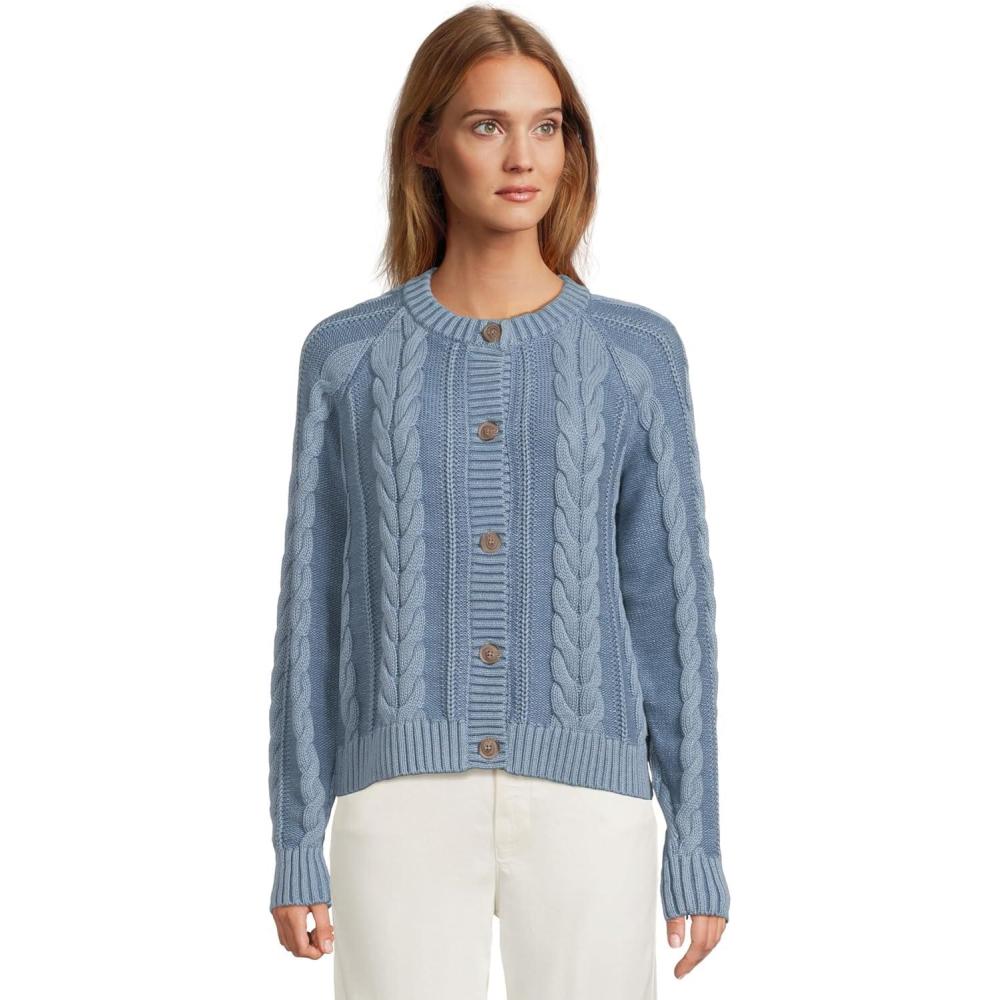 image:imagePendleton Womens Cotton Cable Cardigan Sweater 100 Cotton Sweaters for WomenDusty Blue