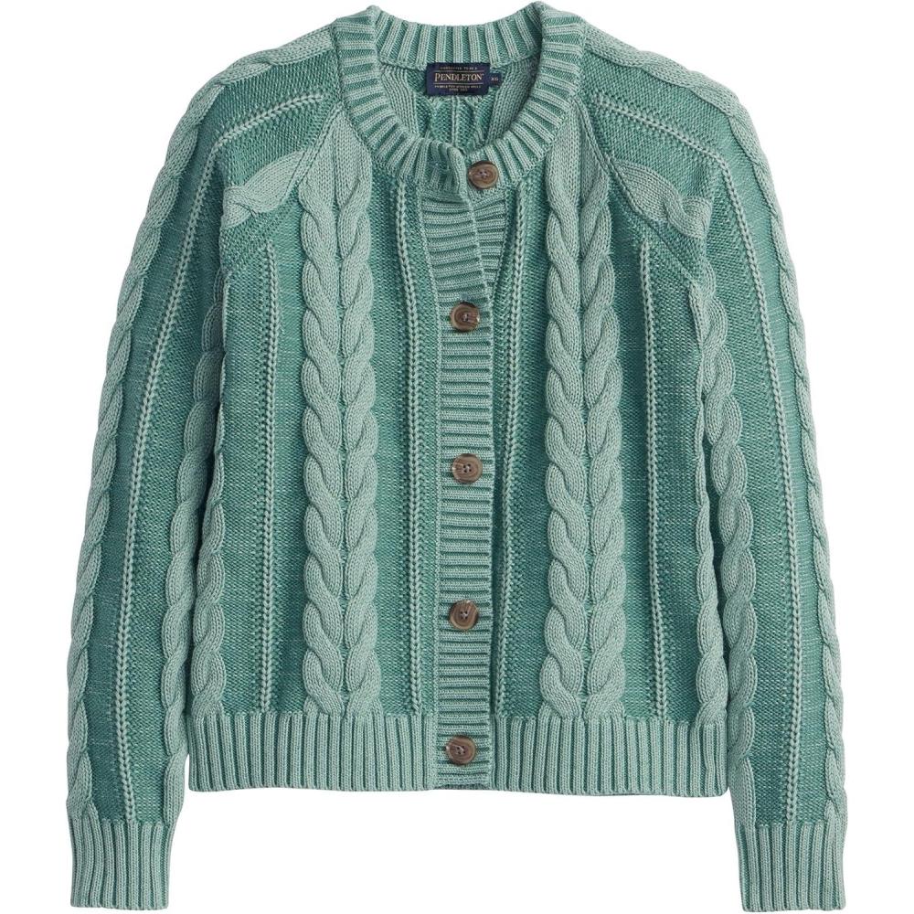 image:imagePendleton Womens Cotton Cable Cardigan Sweater 100 Cotton Sweaters for WomenTeal Blue