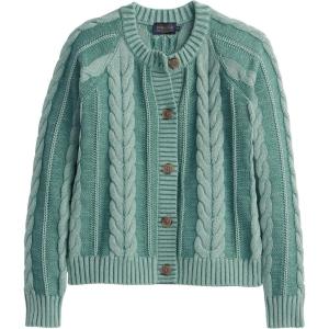 Pendleton Women’s Cotton Cable Cardigan Sweater, 100% Cotton, Sweaters for Women(Teal Blue)