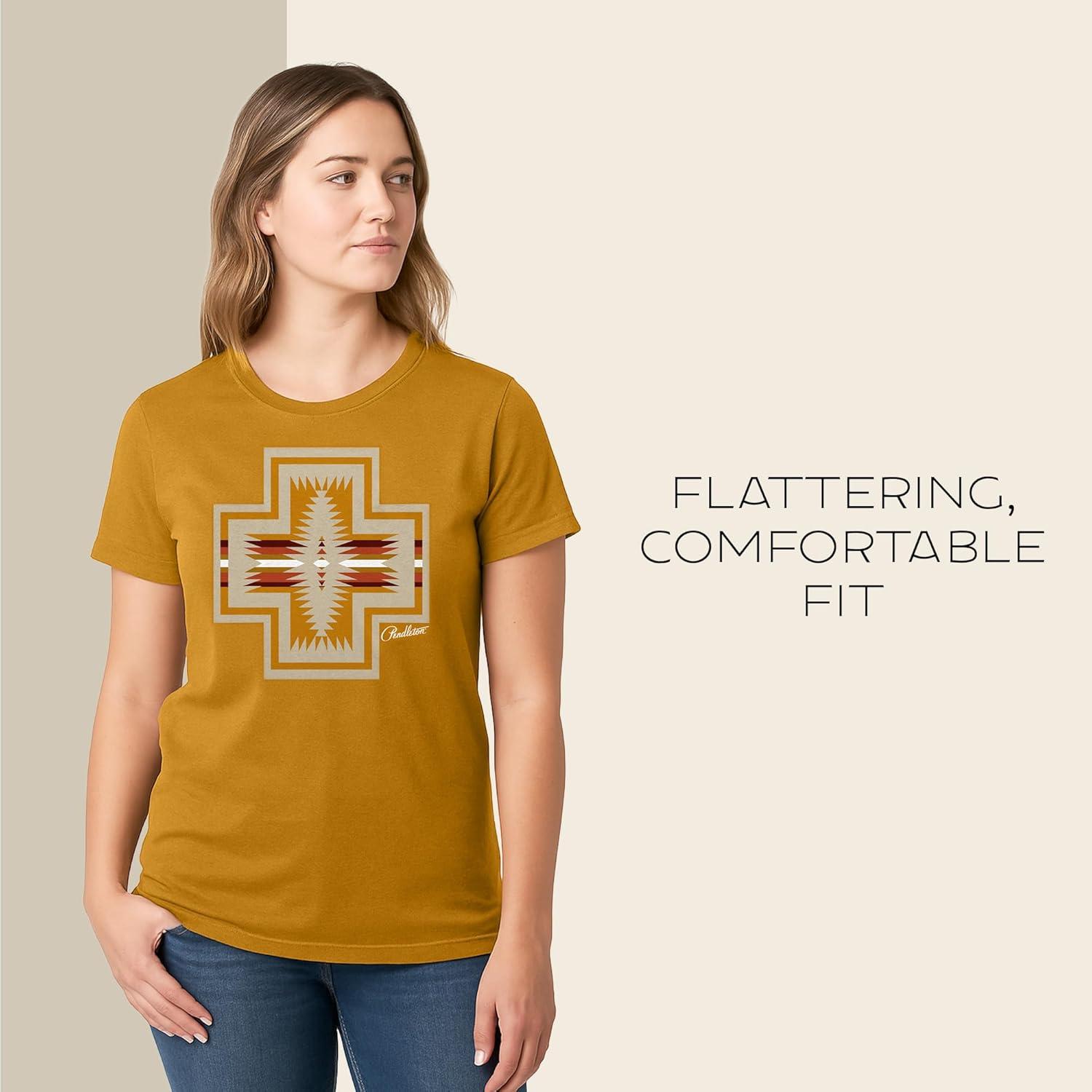 image:imagePendleton Womens Graphic TShirt 100 Cotton Tee Lightweight Comfort with SoftTouch WaterBased Signature PrintsGold
