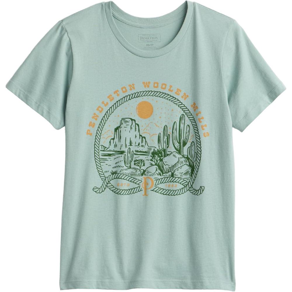 image:imagePendleton Womens Graphic TShirt 100 Cotton Tee Lightweight Comfort with SoftTouch WaterBased Signature PrintsSeafoam  Western Oasis