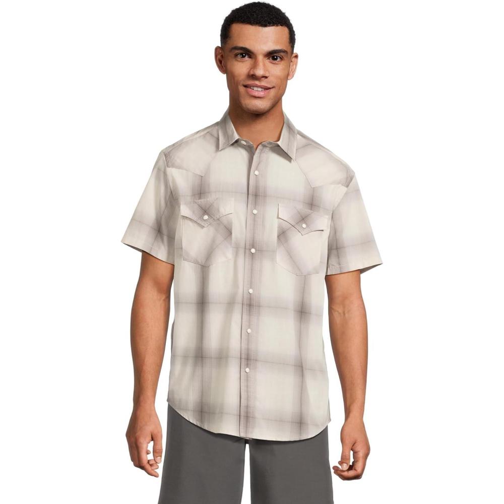 image:imagePendleton Mens Short Sleeve Frontier Shirt Cotton Polyester Short Sleeve Machine WashableGreyWhite Ombre