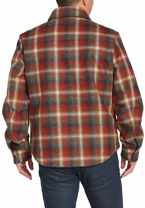 image:imagePENDLETON Mens Polyfill Insulation Wool Blend Shirt Jacket US Alpha Medium Regular Regular Red Rust Gray Plaid